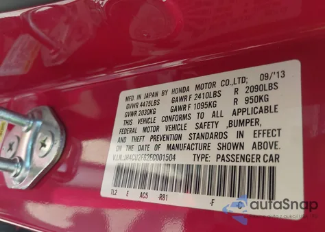 2014 Acura Tsx 2.4 z USA, uszkodzony, nr VIN JH4CU2F62EC001504